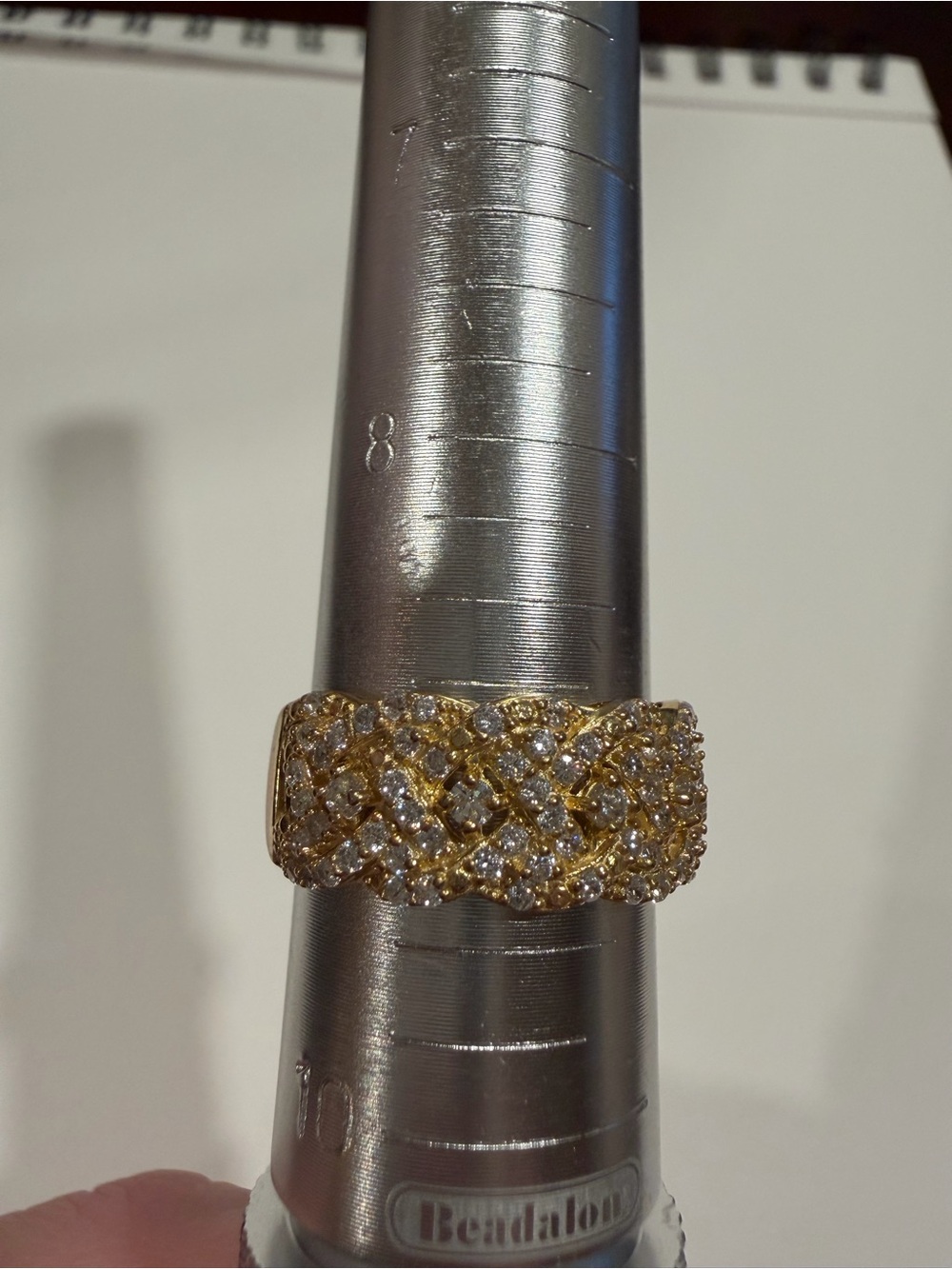 Gold Plated Sterling 925 Crystal Pave Wide Band Ring Size 9